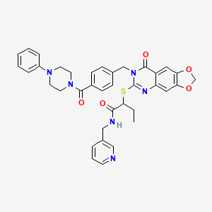 2-((8-oxo-7-(4-(4-phenylpiperazine-1-carbonyl)benzyl)-7,8-dihydro-[1,3]dioxolo[4,5-g]quinazolin-6-yl)thio)-N-(pyridin-3-ylmethyl)butanamide