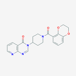molecular formula C21H20N4O4 B2448147 3-(1-(2,3-dihydrobenzo[b][1,4]dioxine-5-carbonyl)piperidin-4-yl)pyrido[2,3-d]pyrimidin-4(3H)-one CAS No. 2034519-35-0
