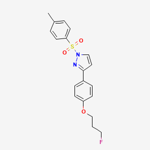 molecular formula C19H19FN2O3S B2448158 3-氟丙基-4-{1-[(4-甲苯磺酰基)-1H-吡唑-3-基]苯基}苯基醚 CAS No. 477711-10-7