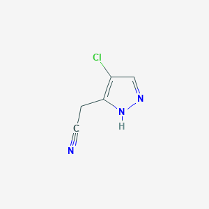 molecular formula C5H4ClN3 B2448167 2-(4-Chloro-1H-pyrazol-3-yl)acetonitrile CAS No. 1708160-38-6