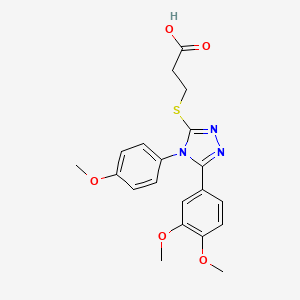 molecular formula C20H21N3O5S B2448169 3-{[5-(3,4-dimethoxyphenyl)-4-(4-methoxyphenyl)-4H-1,2,4-triazol-3-yl]sulfanyl}propanoic acid CAS No. 868213-44-9