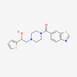 molecular formula C18H19N3O2S2 B2448182 苯并[d]噻唑-6-基(4-(2-羟基-2-(噻吩-2-基)乙基)哌嗪-1-基)甲酮 CAS No. 1251549-95-7