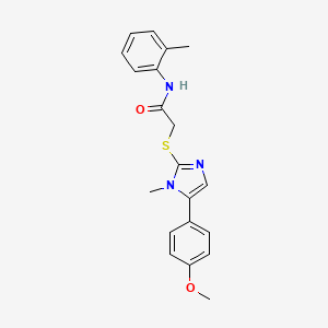 molecular formula C20H21N3O2S B2448216 2-((5-(4-甲氧基苯基)-1-甲基-1H-咪唑-2-基)硫代)-N-(邻甲苯基)乙酰胺 CAS No. 932515-41-8