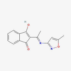 molecular formula C15H12N2O3 B2448218 2-(((5-Methylisoxazol-3-YL)amino)ethylidene)indane-1,3-dione CAS No. 1023586-25-5