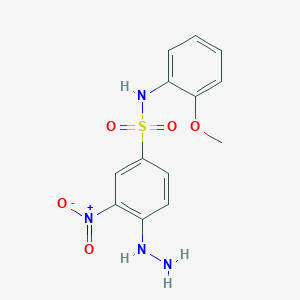 molecular formula C13H14N4O5S B2448226 4-Hydrazino-N-(2-methoxy-phenyl)-3-nitro-benzenesulfonamide CAS No. 327092-66-0