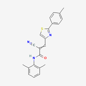molecular formula C22H19N3OS B2448229 2-cyano-N-(2,6-dimethylphenyl)-3-[2-(4-methylphenyl)-1,3-thiazol-4-yl]prop-2-enamide CAS No. 1424626-85-6