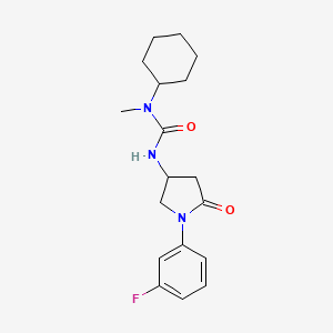 1-Cyclohexyl-3-(1-(3-fluorophenyl)-5-oxopyrrolidin-3-yl)-1-methylurea