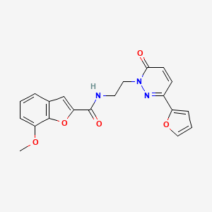 molecular formula C20H17N3O5 B2448241 N-(2-(3-(furan-2-yl)-6-oxopyridazin-1(6H)-yl)ethyl)-7-methoxybenzofuran-2-carboxamide CAS No. 1219844-37-7
