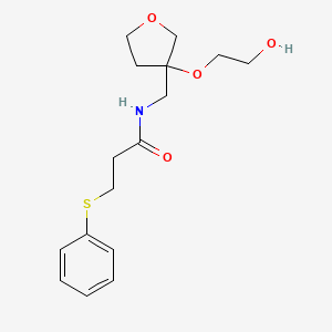 N-((3-(2-hydroxyethoxy)tetrahydrofuran-3-yl)methyl)-3-(phenylthio)propanamide