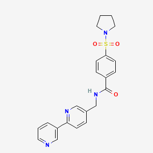molecular formula C22H22N4O3S B2448262 N-([2,3'-联吡啶]-5-基甲基)-4-(吡咯烷-1-基磺酰基)苯甲酰胺 CAS No. 2034436-03-6