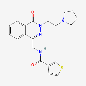 molecular formula C20H22N4O2S B2448271 N-((4-oxo-3-(2-(pyrrolidin-1-yl)ethyl)-3,4-dihydrophthalazin-1-yl)methyl)thiophene-3-carboxamide CAS No. 1448058-60-3