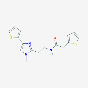 molecular formula C16H17N3OS2 B2448276 N-(2-(1-methyl-4-(thiophen-2-yl)-1H-imidazol-2-yl)ethyl)-2-(thiophen-2-yl)acetamide CAS No. 1396637-73-2