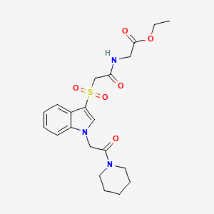 ethyl 2-(2-((1-(2-oxo-2-(piperidin-1-yl)ethyl)-1H-indol-3-yl)sulfonyl)acetamido)acetate