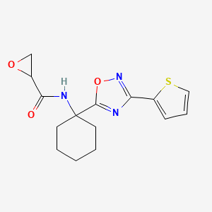 molecular formula C15H17N3O3S B2448278 N-[1-(3-Thiophen-2-yl-1,2,4-oxadiazol-5-yl)cyclohexyl]oxirane-2-carboxamide CAS No. 2411289-31-9