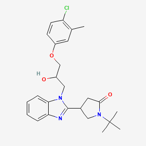 molecular formula C25H30ClN3O3 B2448280 1-叔丁基-4-{1-[3-(4-氯-3-甲基苯氧基)-2-羟基丙基]-1H-苯并咪唑-2-基}吡咯烷-2-酮 CAS No. 1018128-74-9