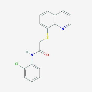 molecular formula C17H13ClN2OS B2448312 N-(2-chlorophenyl)-2-(quinolin-8-ylsulfanyl)acetamide CAS No. 712307-17-0