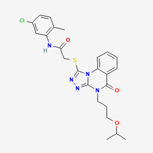 molecular formula C24H26ClN5O3S B2448315 N-(5-chloro-2-methylphenyl)-2-((4-(3-isopropoxypropyl)-5-oxo-4,5-dihydro-[1,2,4]triazolo[4,3-a]quinazolin-1-yl)thio)acetamide CAS No. 1111038-62-0
