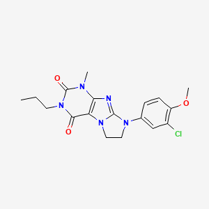 molecular formula C18H20ClN5O3 B2448319 6-(3-Chloro-4-methoxyphenyl)-4-methyl-2-propyl-7,8-dihydropurino[7,8-a]imidazole-1,3-dione CAS No. 887696-46-0