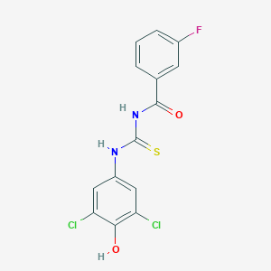 molecular formula C14H9Cl2FN2O2S B244832 N-[(3,5-dichloro-4-hydroxyphenyl)carbamothioyl]-3-fluorobenzamide 