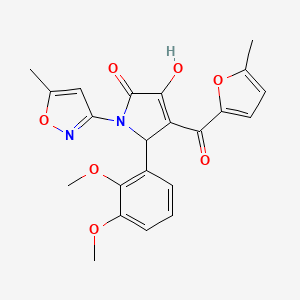 molecular formula C22H20N2O7 B2448324 5-(2,3-dimethoxyphenyl)-3-hydroxy-4-(5-methylfuran-2-carbonyl)-1-(5-methylisoxazol-3-yl)-1H-pyrrol-2(5H)-one CAS No. 618872-72-3