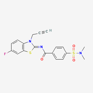 molecular formula C19H16FN3O3S2 B2448330 (Z)-4-(N,N-二甲基磺酰氨基)-N-(6-氟-3-(丙-2-炔-1-基)苯并[d]噻唑-2(3H)-亚甲基)苯甲酰胺 CAS No. 942011-86-1