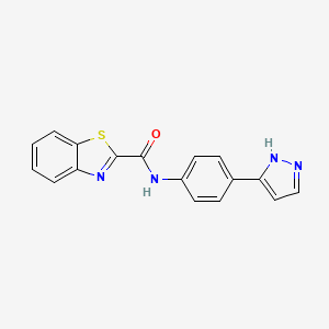molecular formula C17H12N4OS B2448333 N-(4-(1H-pyrazol-3-yl)phenyl)benzo[d]thiazole-2-carboxamide CAS No. 1210387-22-6