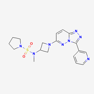 molecular formula C18H22N8O2S B2448334 N-Methyl-N-[1-(3-pyridin-3-yl-[1,2,4]triazolo[4,3-b]pyridazin-6-yl)azetidin-3-yl]pyrrolidine-1-sulfonamide CAS No. 2379951-27-4