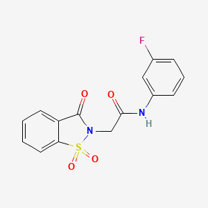 2-(1,1-dioxido-3-oxo-1,2-benzothiazol-2(3H)-yl)-N-(3-fluorophenyl)acetamide