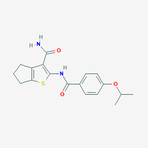molecular formula C18H20N2O3S B244835 2-[(4-isopropoxybenzoyl)amino]-5,6-dihydro-4H-cyclopenta[b]thiophene-3-carboxamide 