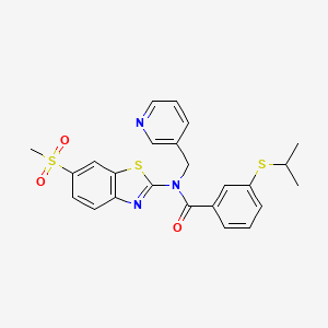 molecular formula C24H23N3O3S3 B2448361 3-(异丙基硫基)-N-(6-(甲基磺酰基)苯并[d]噻唑-2-基)-N-(吡啶-3-基甲基)苯甲酰胺 CAS No. 923366-01-2