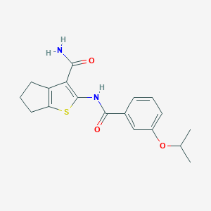 molecular formula C18H20N2O3S B244837 2-[(3-isopropoxybenzoyl)amino]-5,6-dihydro-4H-cyclopenta[b]thiophene-3-carboxamide 