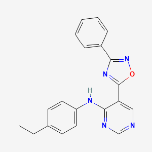 molecular formula C20H17N5O B2448373 N-(4-乙基苯基)-5-(3-苯基-1,2,4-噁二唑-5-基)嘧啶-4-胺 CAS No. 1775532-02-9