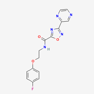 molecular formula C15H12FN5O3 B2448375 N-(2-(4-fluorophenoxy)ethyl)-3-(pyrazin-2-yl)-1,2,4-oxadiazole-5-carboxamide CAS No. 1219911-48-4