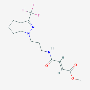 molecular formula C15H18F3N3O3 B2448378 Methyl (E)-4-oxo-4-[3-[3-(trifluoromethyl)-5,6-dihydro-4H-cyclopenta[c]pyrazol-1-yl]propylamino]but-2-enoate CAS No. 2411335-31-2