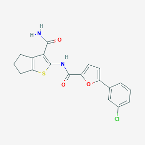 molecular formula C19H15ClN2O3S B244839 N-(3-carbamoyl-5,6-dihydro-4H-cyclopenta[b]thiophen-2-yl)-5-(3-chlorophenyl)furan-2-carboxamide 