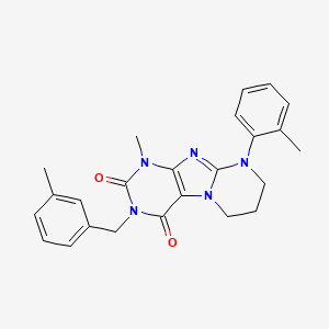 molecular formula C24H25N5O2 B2448390 1-甲基-3-(3-甲基苄基)-9-(邻甲苯基)-6,7,8,9-四氢嘧啶并[2,1-f]嘌呤-2,4(1H,3H)-二酮 CAS No. 877617-18-0