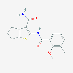 molecular formula C17H18N2O3S B244840 2-[(2-methoxy-3-methylbenzoyl)amino]-5,6-dihydro-4H-cyclopenta[b]thiophene-3-carboxamide 
