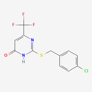 molecular formula C12H8ClF3N2OS B2448409 2-((4-chlorobenzyl)thio)-6-(trifluoromethyl)pyrimidin-4(3H)-one CAS No. 261765-73-5