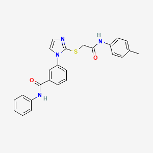 3-(2-((2-oxo-2-(p-tolylamino)ethyl)thio)-1H-imidazol-1-yl)-N-phenylbenzamide