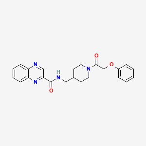 molecular formula C23H24N4O3 B2448426 N-((1-(2-苯氧基乙酰)哌啶-4-基)甲基)喹喔啉-2-甲酰胺 CAS No. 1234791-67-3