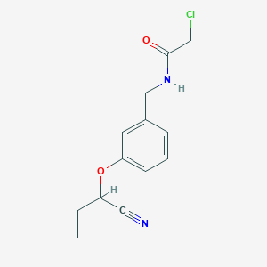 molecular formula C13H15ClN2O2 B2448441 2-Chloro-N-[[3-(1-cyanopropoxy)phenyl]methyl]acetamide CAS No. 2411292-33-4