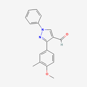 molecular formula C18H16N2O2 B2448448 3-(4-methoxy-3-methylphenyl)-1-phenyl-1H-pyrazole-4-carbaldehyde CAS No. 1020703-68-7