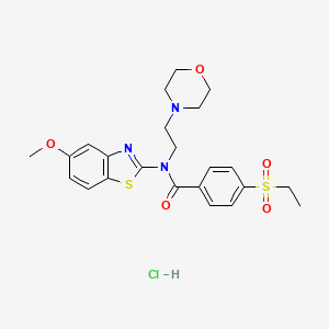 molecular formula C23H28ClN3O5S2 B2448453 4-(乙磺酰基)-N-(5-甲氧基苯并[d]噻唑-2-基)-N-(2-吗啉乙基)苯甲酰胺盐酸盐 CAS No. 1216487-91-0