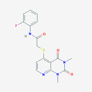 molecular formula C17H15FN4O3S B2448469 2-((1,3-dimethyl-2,4-dioxo-1,2,3,4-tetrahydropyrido[2,3-d]pyrimidin-5-yl)thio)-N-(2-fluorophenyl)acetamide CAS No. 899941-29-8
