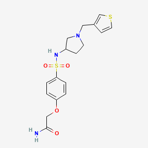 molecular formula C17H21N3O4S2 B2448471 2-[4-({1-[(Thiophen-3-yl)methyl]pyrrolidin-3-yl}sulfamoyl)phenoxy]acetamide CAS No. 2097914-82-2