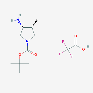 molecular formula C12H21F3N2O4 B2448484 Tert-butyl (3R,4R)-3-amino-4-methylpyrrolidine-1-carboxylate;2,2,2-trifluoroacetic acid CAS No. 2219369-70-5