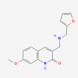 molecular formula C16H16N2O3 B2448493 3-{[(呋喃-2-甲基)-氨基]-甲基}-7-甲氧基-1H-喹啉-2-酮 CAS No. 462068-03-7