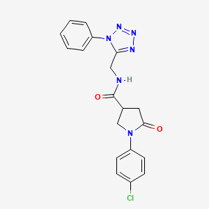 molecular formula C19H17ClN6O2 B2448498 1-(4-chlorophenyl)-5-oxo-N-((1-phenyl-1H-tetrazol-5-yl)methyl)pyrrolidine-3-carboxamide CAS No. 921166-76-9