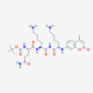 molecular formula C32H49N7O8 B024485 Butoxycarbonylglutamyl-lysyl-lysine-4-methylcoumarinyl-7-amide CAS No. 106984-12-7