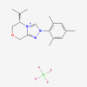molecular formula C17H24BF4N3O B2448503 (5S)-5-Propan-2-yl-2-(2,4,6-trimethylphenyl)-6,8-dihydro-5H-[1,2,4]triazolo[3,4-c][1,4]oxazin-4-ium;tetrafluoroborate CAS No. 1631733-83-9